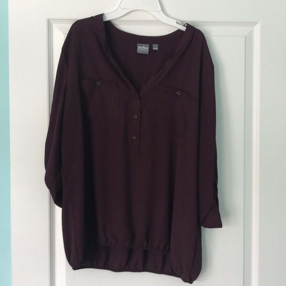 Maroon 3/4 sleeve blouse